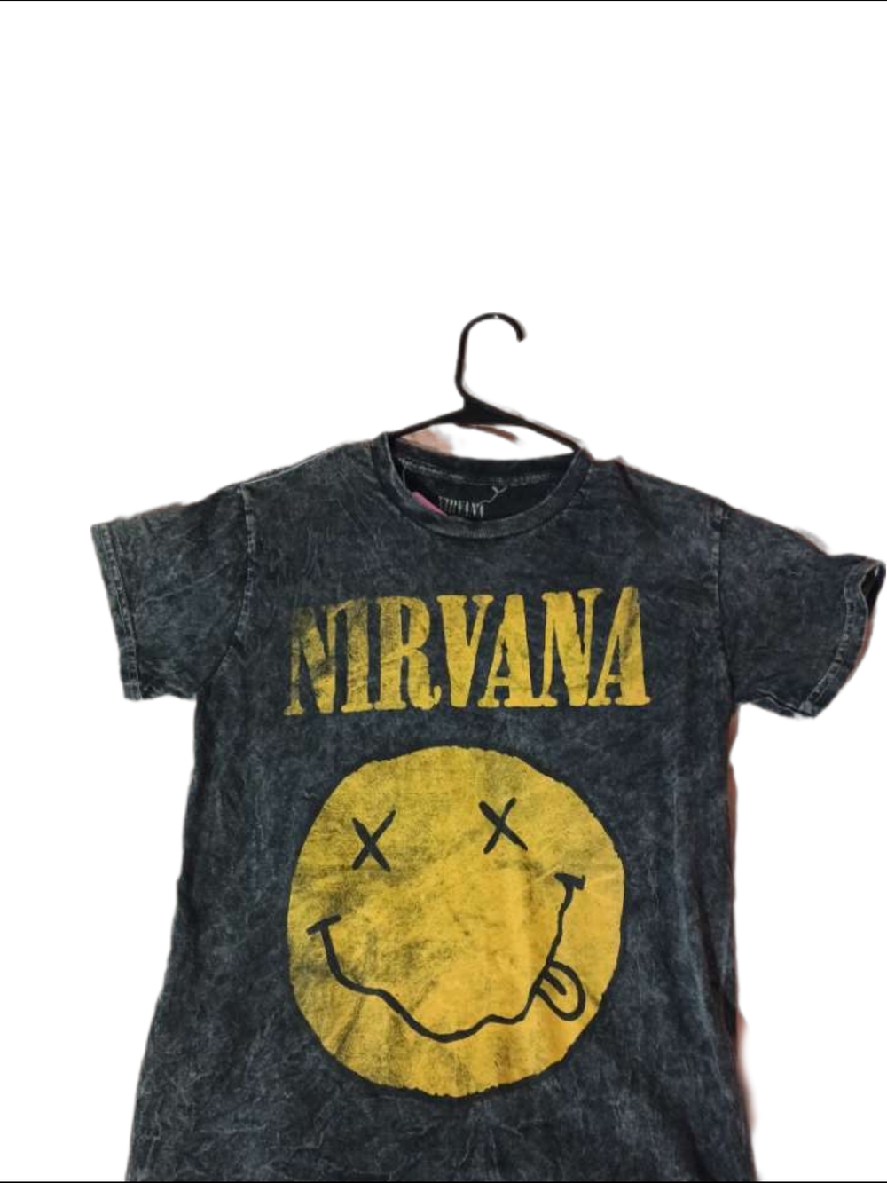 NIRVANA Black Tee with Yellow Smiley Logo